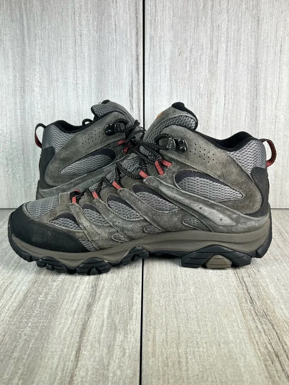 Merrell Moab 3 Beluga Gray Black Trail Hiking Sneaker Boot Men's Size 12 W Wide